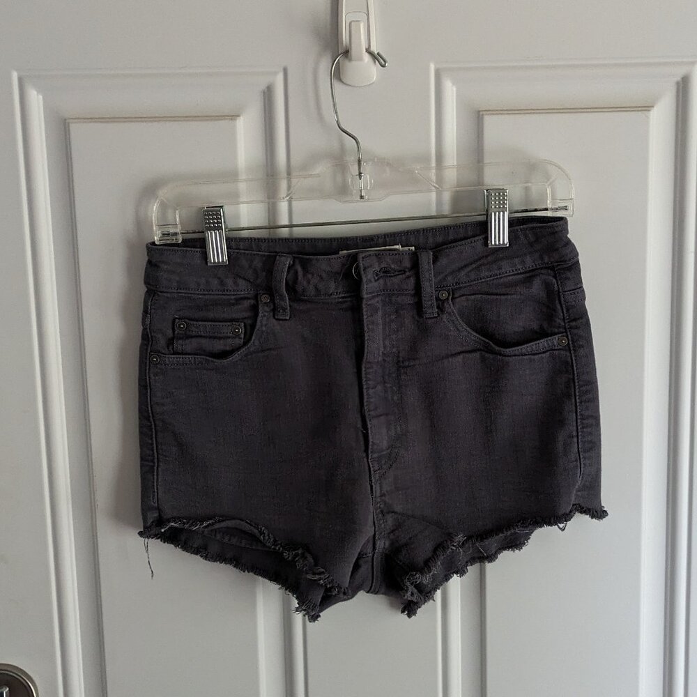 Talula Gray Blue Denim Raw Hem Shorts Size 28  From Aritzia